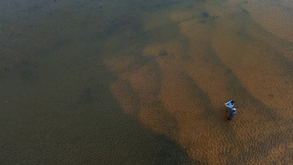 Aerial perspective of the vast Parana River delta in Argentina